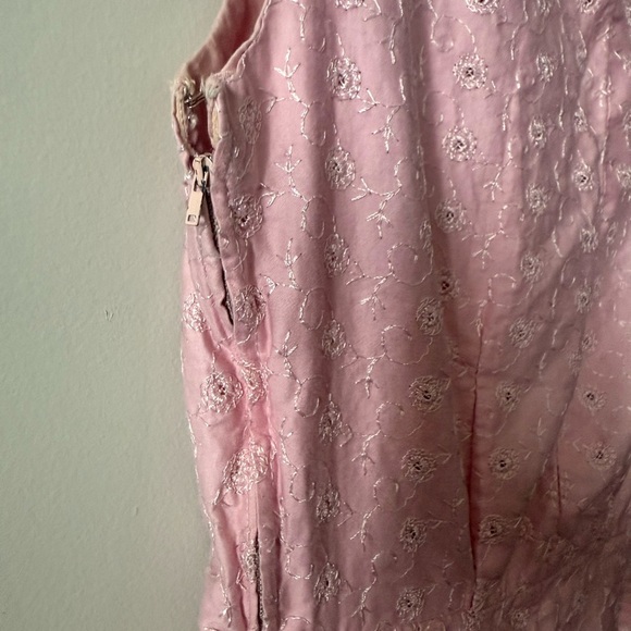 Vintage Light Pink Sleeveless Dress size Small Side Zip 26” Waist floral pattern - Picture 3 of 3